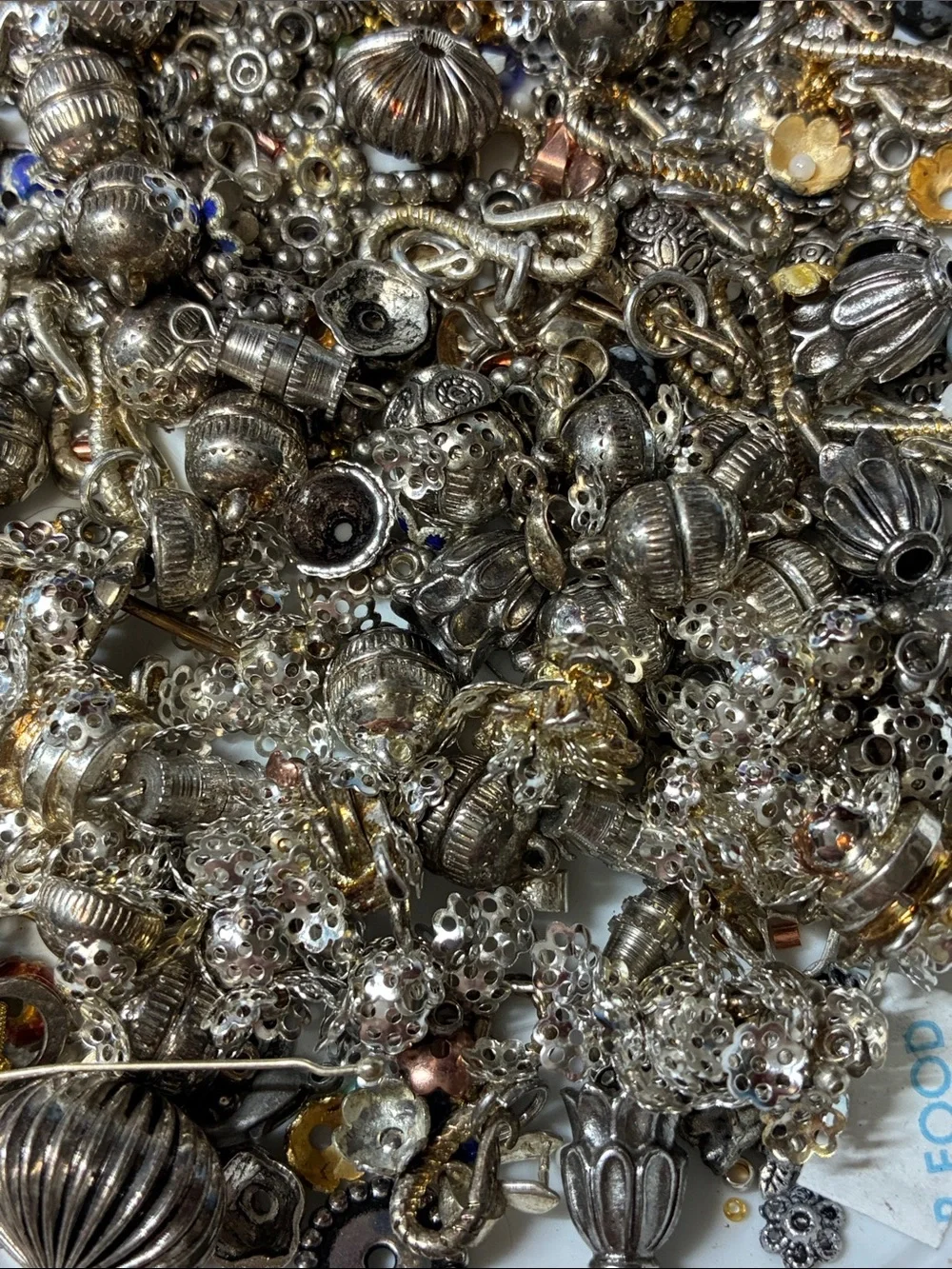 Lot of 2+ pounds of silver and gold colored jewelry making findings